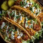 Dill Pickle Ranch Smash Chicken Tacos with Crispy Cheese Delight