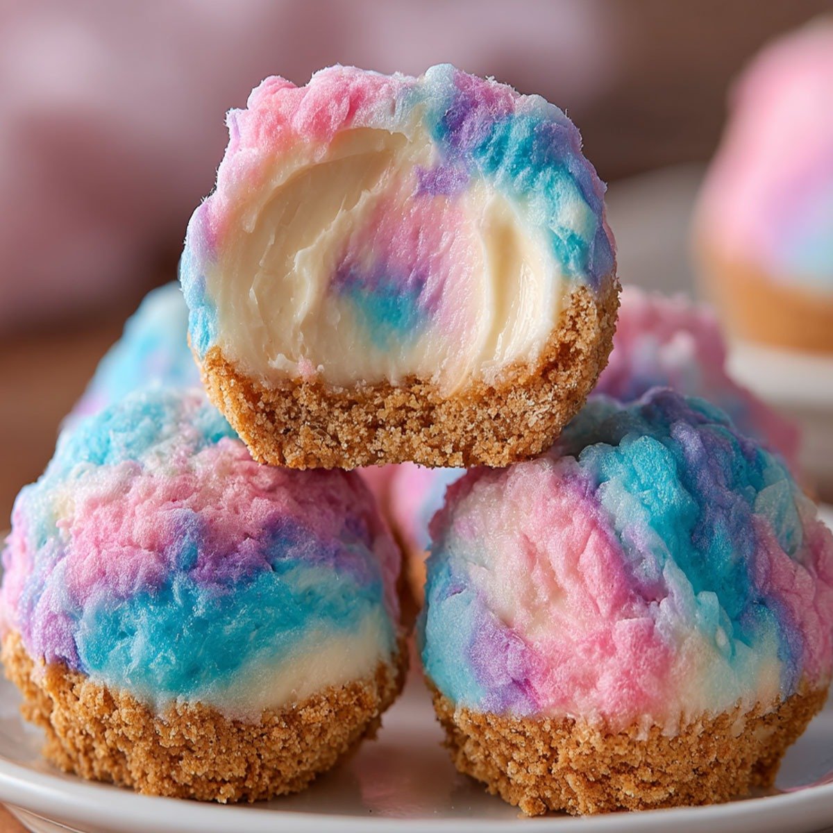 Crispy-Cotton-Candy -Cheesecake-Bombs