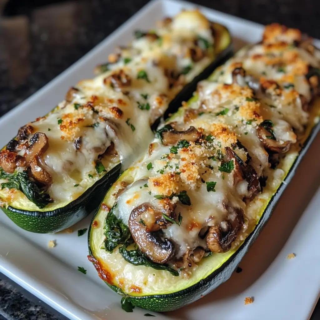 Spinach-Mushroom-and-Ricotta-Stuffed-Zucchini