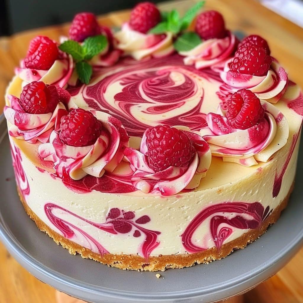 lemon-raspberry-swirl-cheesecake