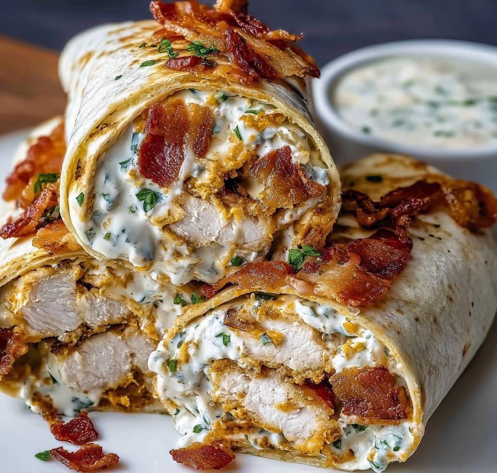 homemade-crispy-bacon-ranch-chicken-wraps