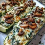 spinach-mushroom-and-ricotta-stuffed-zucchini-boats