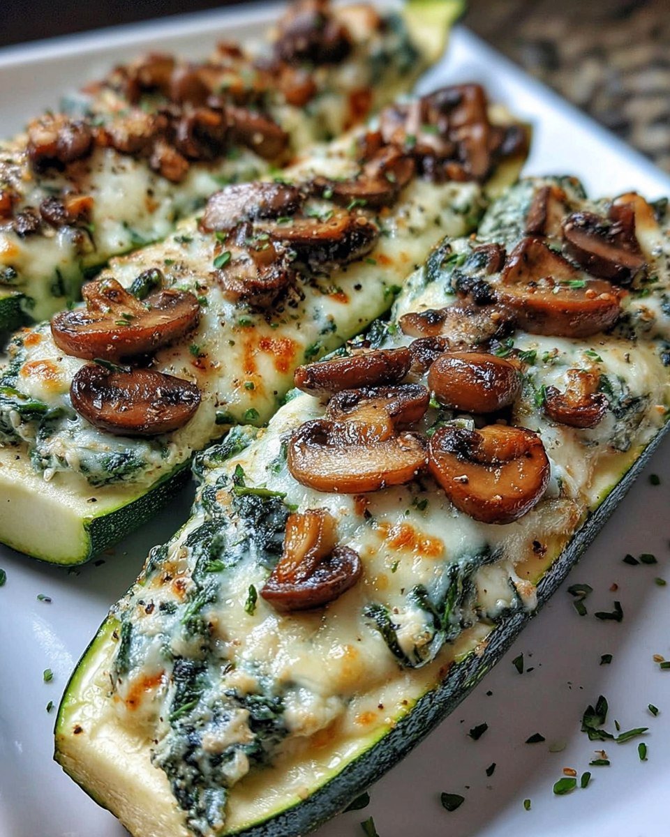 spinach-mushroom-and-ricotta-stuffed-zucchini-boats