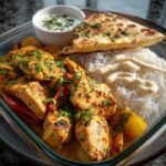 Spiced-Chicken-Plate with-Rice-Naan-&-Garlic -Yogurt 
