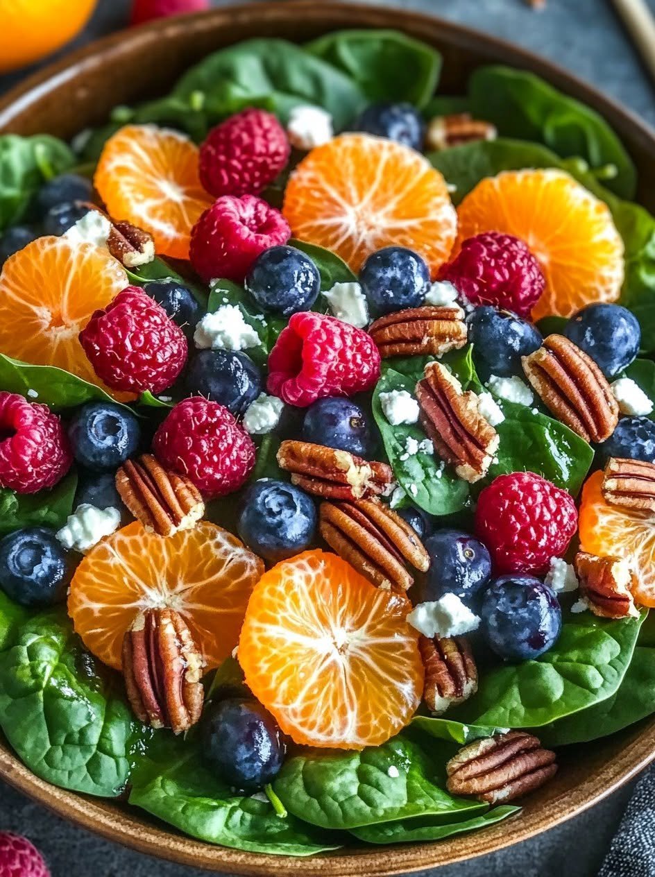 blueberries-raspberries-feta-honey-balsamic-dressing-salad