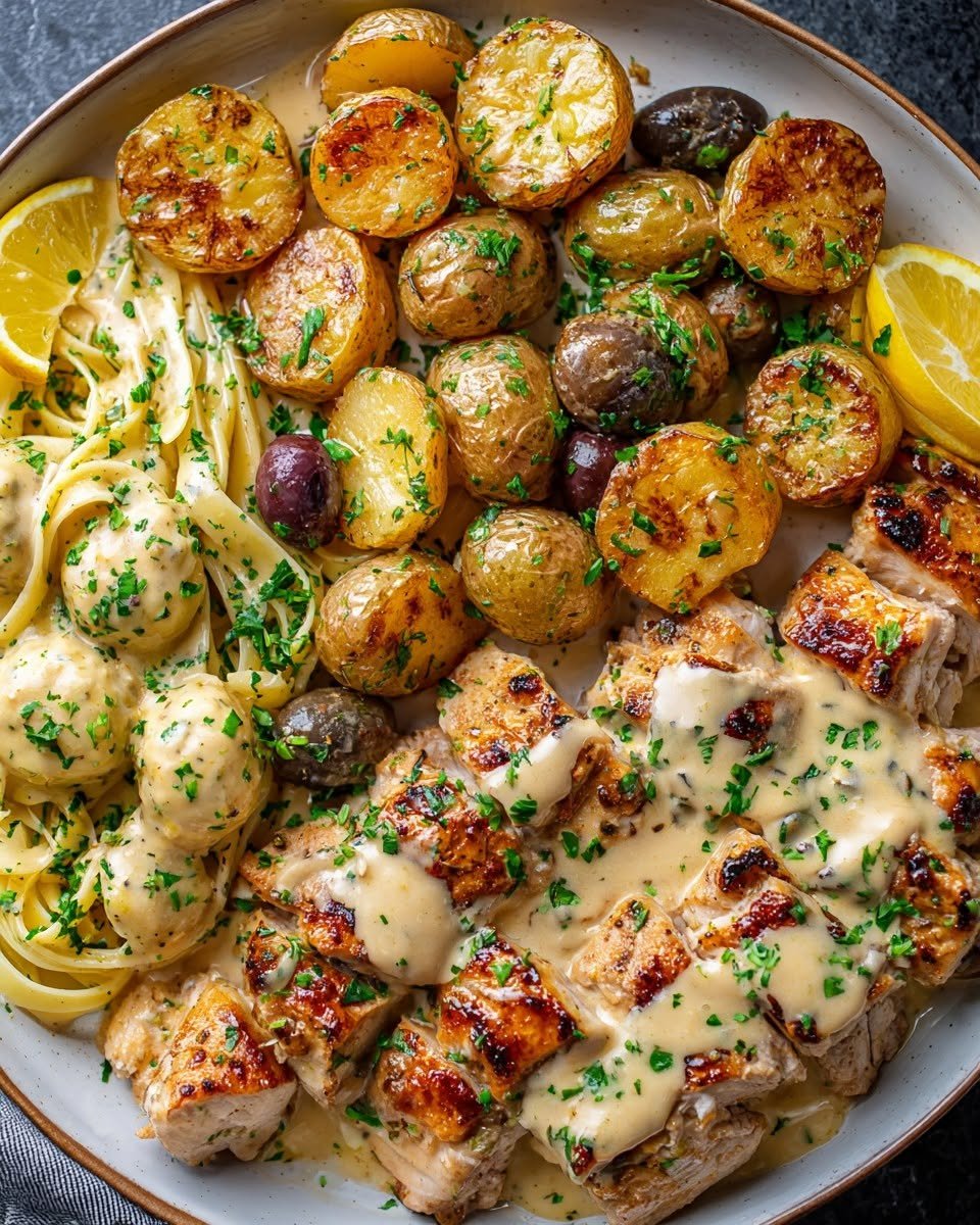 creamy-herb-chicken-with-roasted-potatoes-lemon-tagliatell