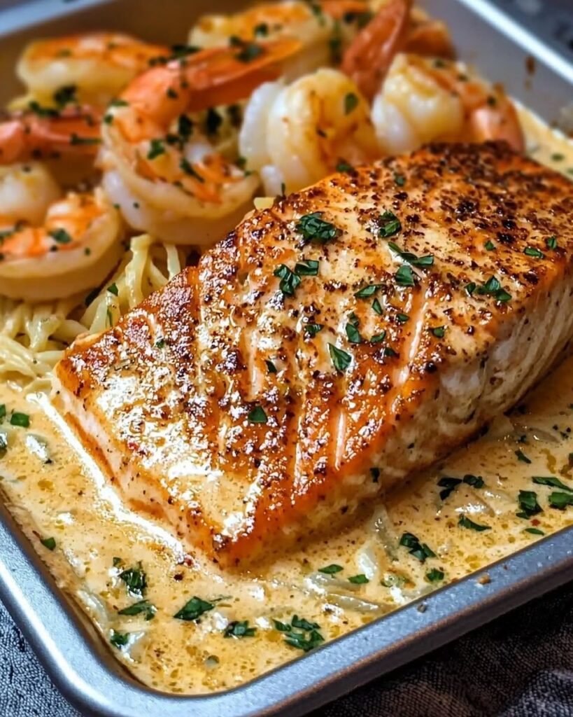 creamy-garlic-butter-shrimp-seared-salmon