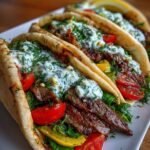 greek-lemon-beef-pita-wraps-with-creamy-dill-feta-sauce