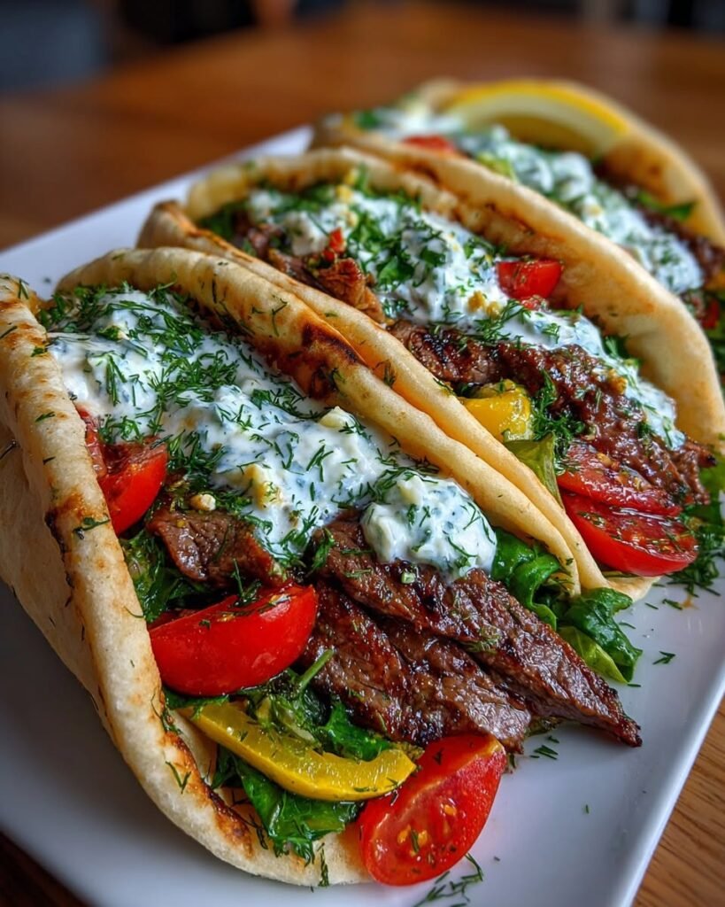 greek-lemon-beef-pita-wraps-with-creamy-dill-feta-sauce