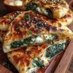 crispy-stuffed-flatbread-with-feta-spinach-garlic-honey-butter