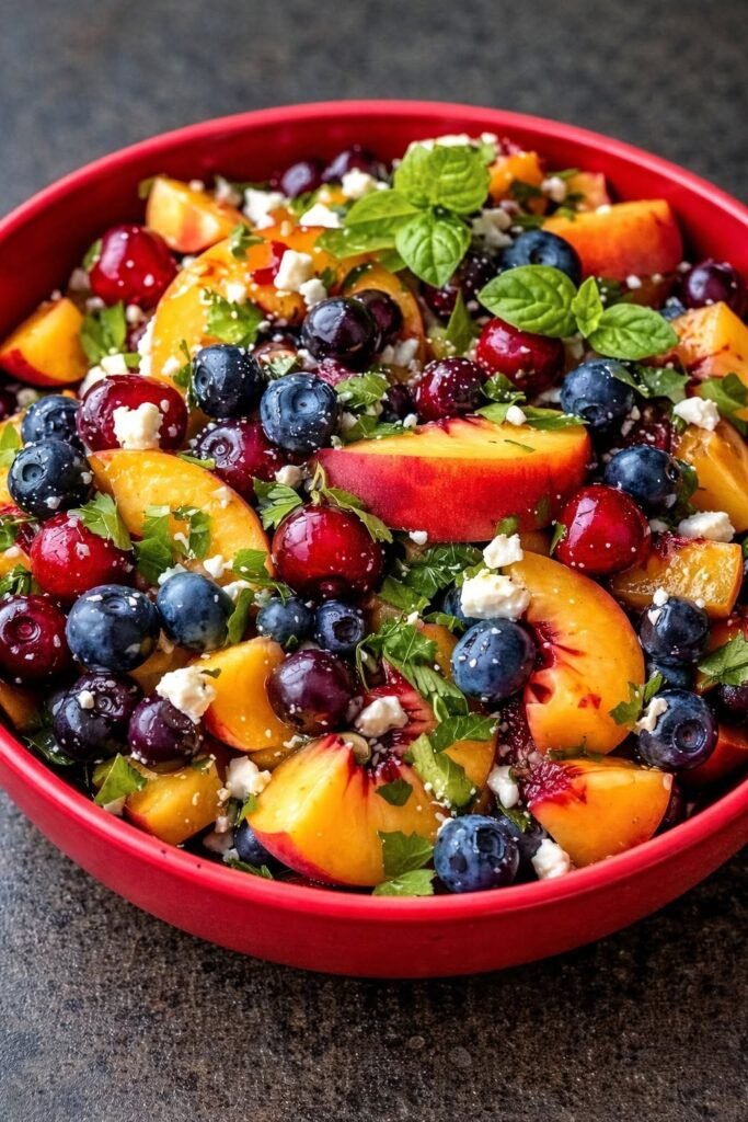 Blueberry-Peach-Feta-Salad