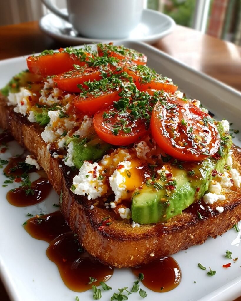 Loaded-Crispy-Cottage-Cheese-Toast-with-Avocado-&-Tomato