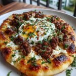 garlic-butter-ground-beef-flatbread-with-whipped-ricotta-honey