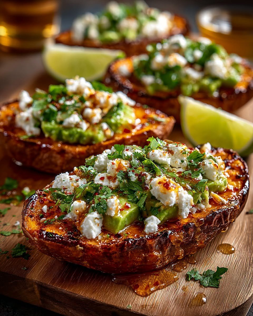 Loaded-Sweet-Potato-Skins-with-Whipped-Feta-Avocado-&-Chili-Honey 