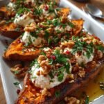 roasted-sweet-potato-boats-with-burrata-walnut-chili-honey