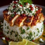 Honey-Lime-Chicken-Rice-Stack-with-Feta-Crumble-&-Fresh-Herbs 