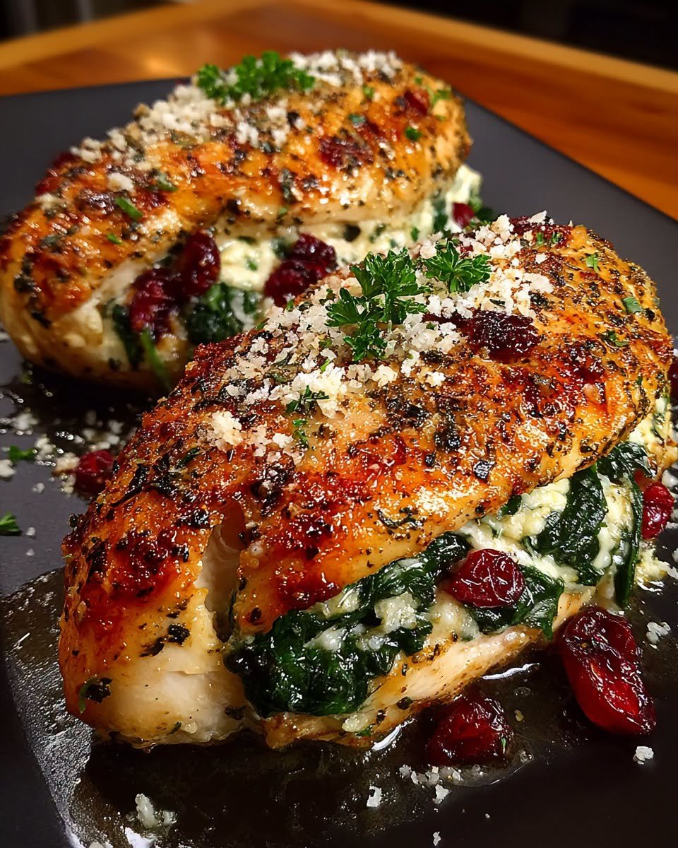 Cranberry-&-Spinach-Stuffed-Chicken-Breasts-with-Parmesan
