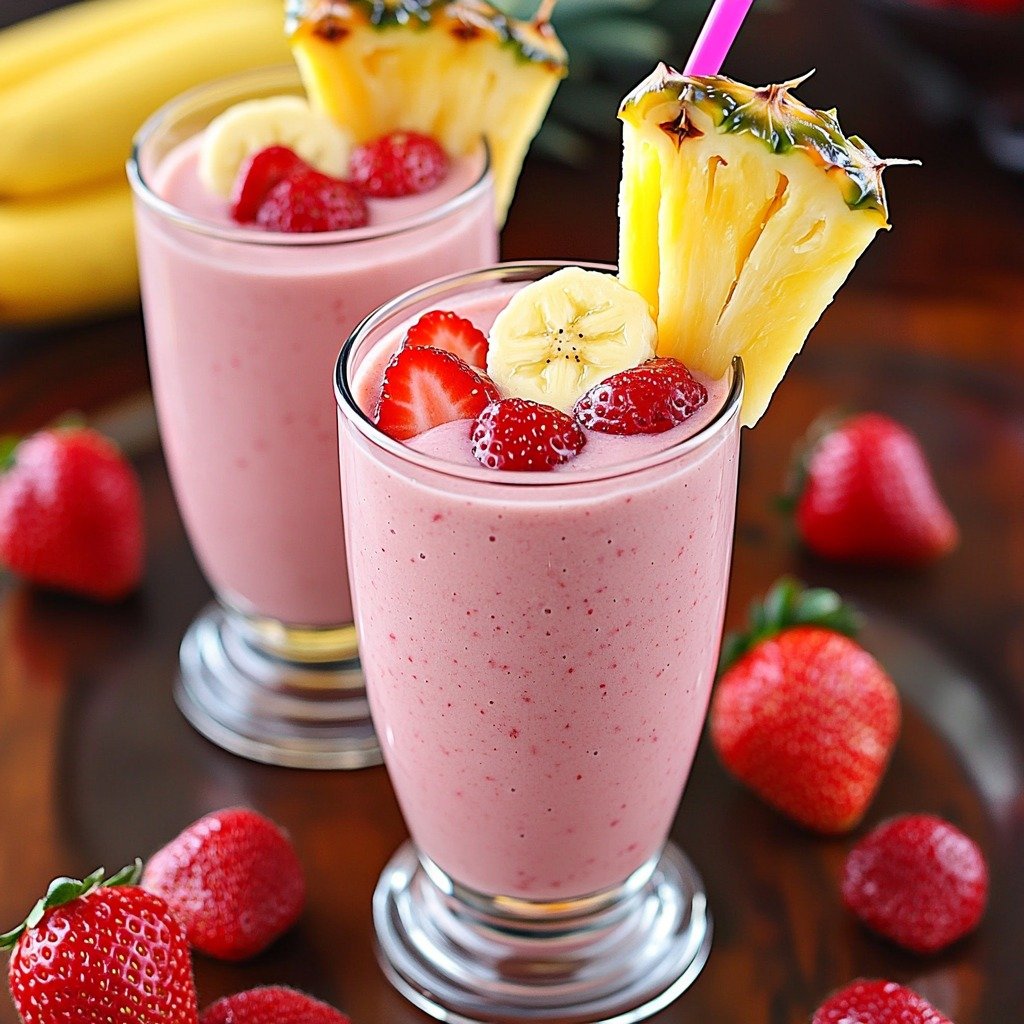 Pineapple-Banana-Strawberry-Smoothie 