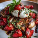 basil-chicken-with-roasted-strawberries-burrata