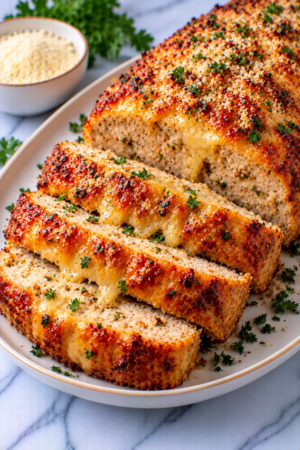 Garlic Parmesan Chicken Meatloaf