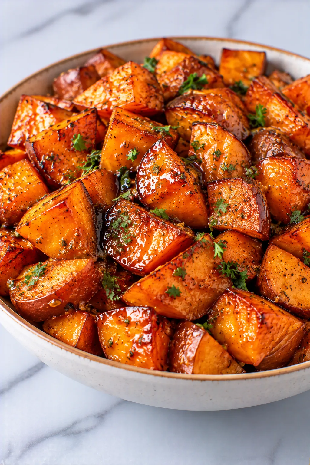 Roasted sweet potato with maple glaze