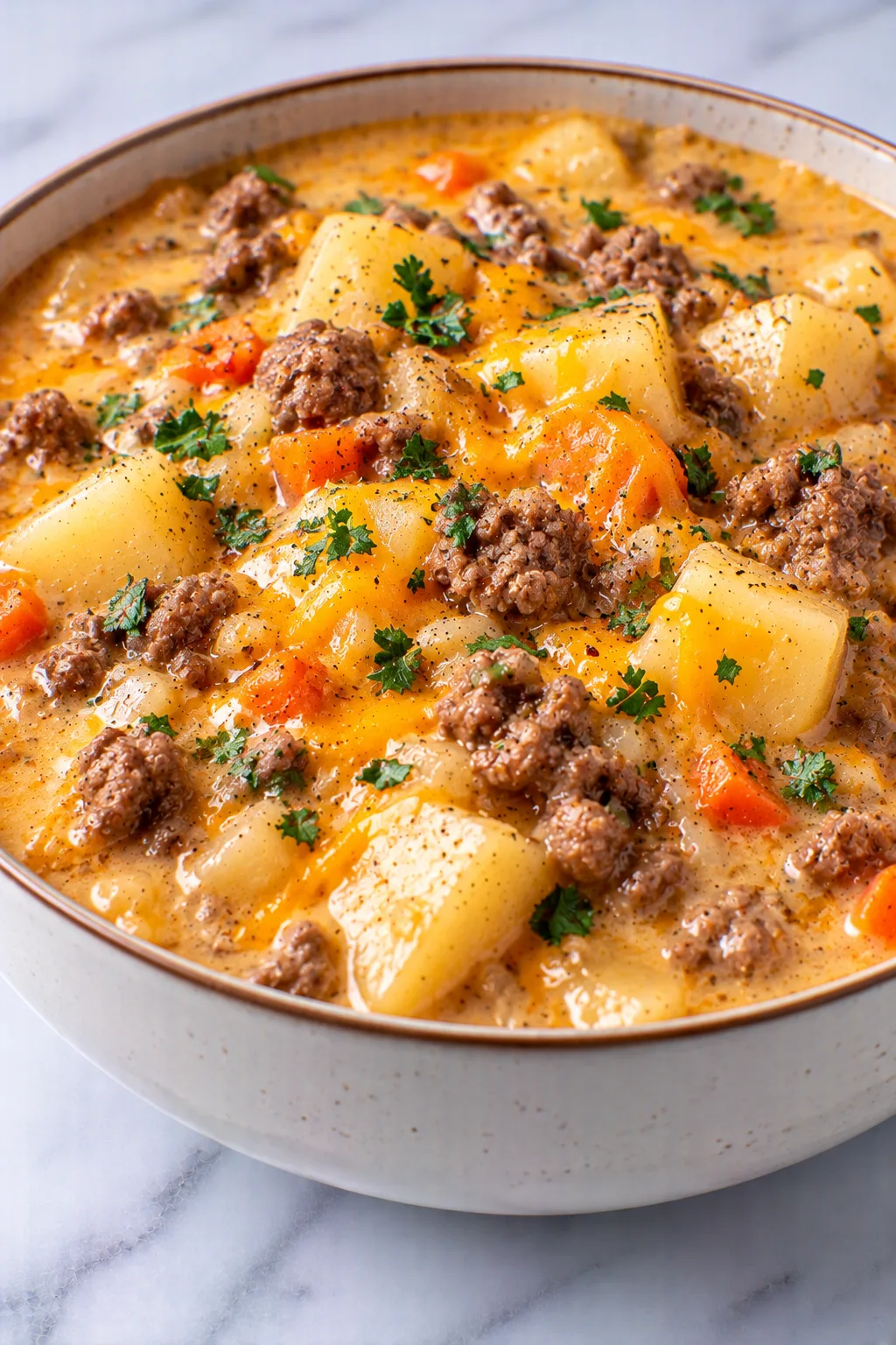 Crock pot hamburger potatos soup