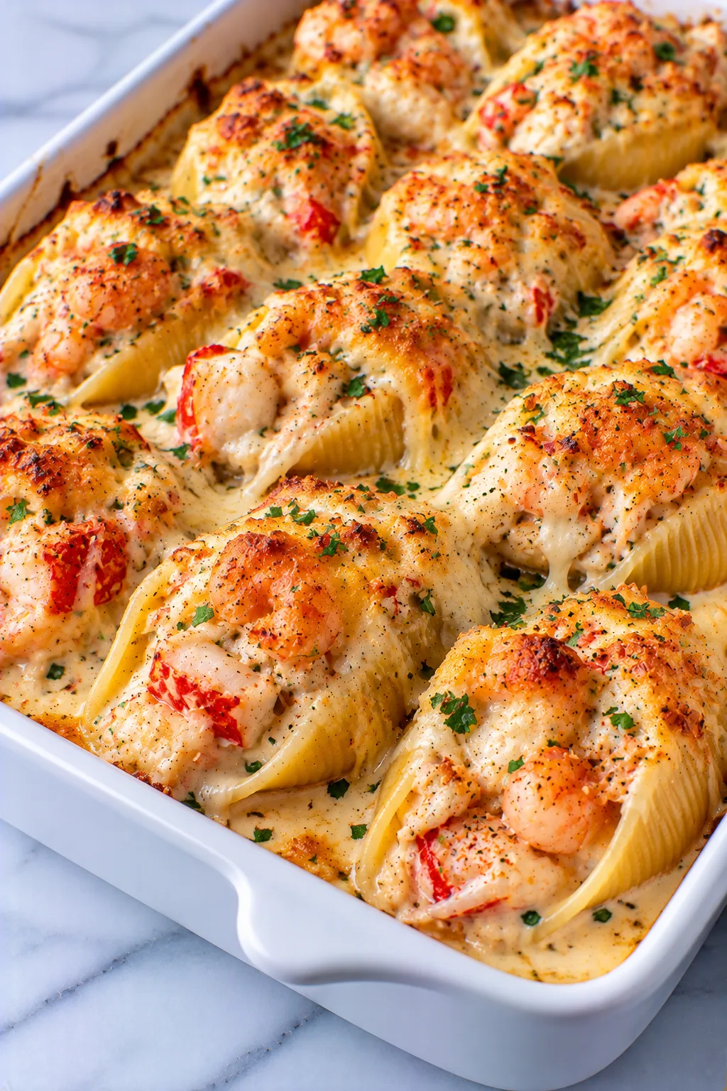 Easy Creamy Seafood Stuffed Shells