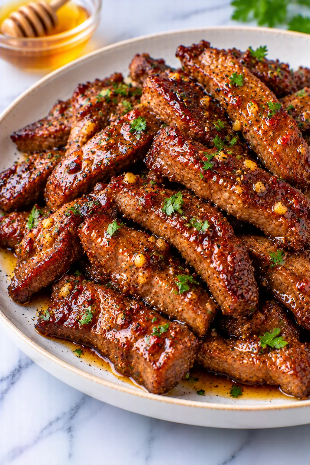 Crispy Honey Glazed Steak Strips in the Air Fryer